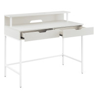 OSP Home Furnishings CNT44-WK Contempo 40” Desk with 2 drawers and shelf hutch in White Oak Finish